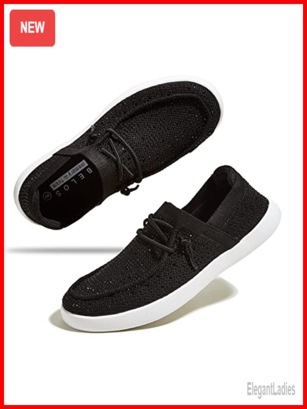Women's Rhinestone Lace Up Slip On Loafers Breathable Mesh Walking Shoes